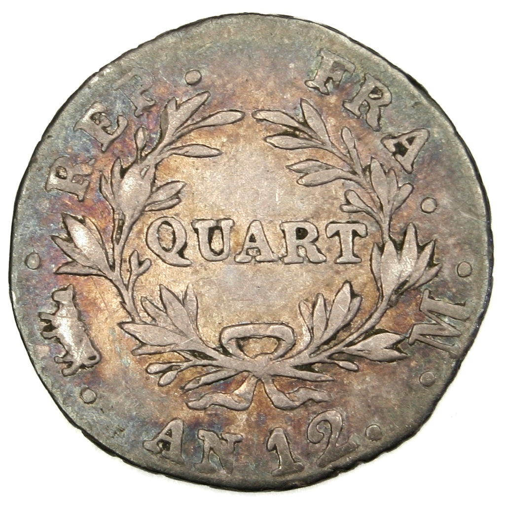 FRANCE, Napoléon I, 1/4 Franc, 1804, Toulouse, KM #653.6, VF(30-35), Silver, G..