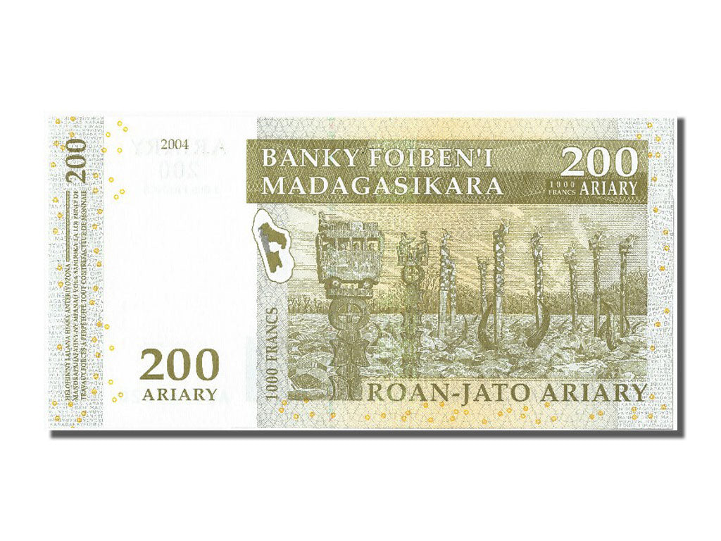 Banknote, Madagascar, 200 Ariary, 2004, UNC(65-70)