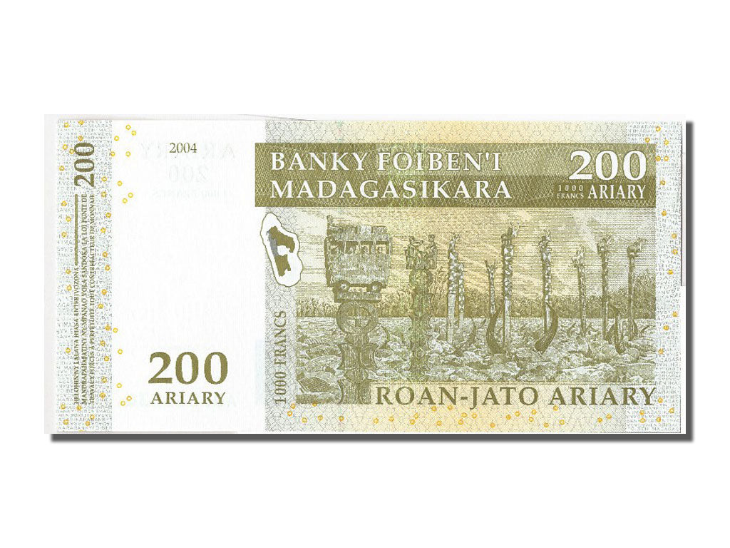Banknote, Madagascar, 200 Ariary, 2004, UNC(65-70)