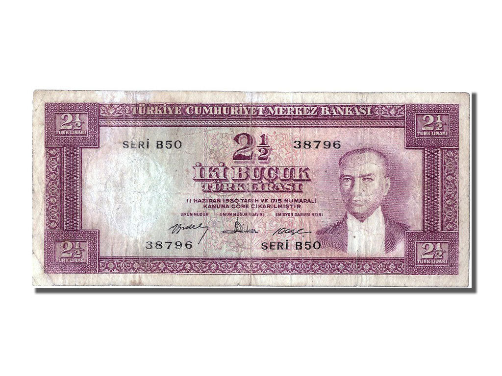 Turkey, 2 1/2 Lira, 1960, KM #153a, 1960-02-15, VF(30-35), B50 38796