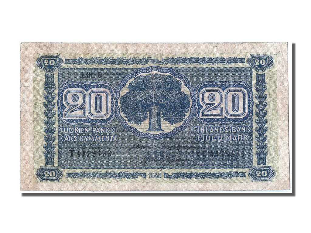 Finland, 20 Markkaa, 1945, KM #86, VF(30-35), T 4473433