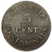 Münze, FRENCH STATES, ANTWERP, 5 Centimes, 1814, Anvers, S+, Bronze