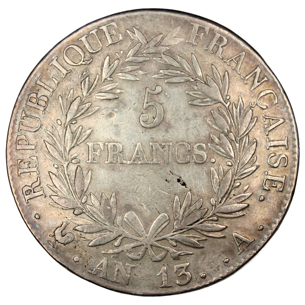FRANCE, Napoléon I, 5 Francs, 1804, Paris, KM #662.1, VF(30-35), Silver, Gadoury