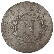 STATI FRANCESI, ANTWERP, 10 Centimes, 1814, Anvers, MB+, Bronzo, Gadoury:191c
