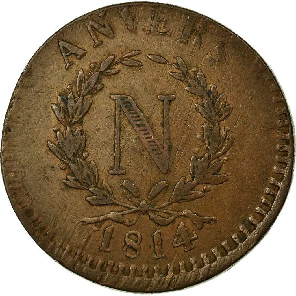 Coin, FRENCH STATES, ANTWERP, 10 Centimes, 1814, Anvers, VF(30-35), Bronze