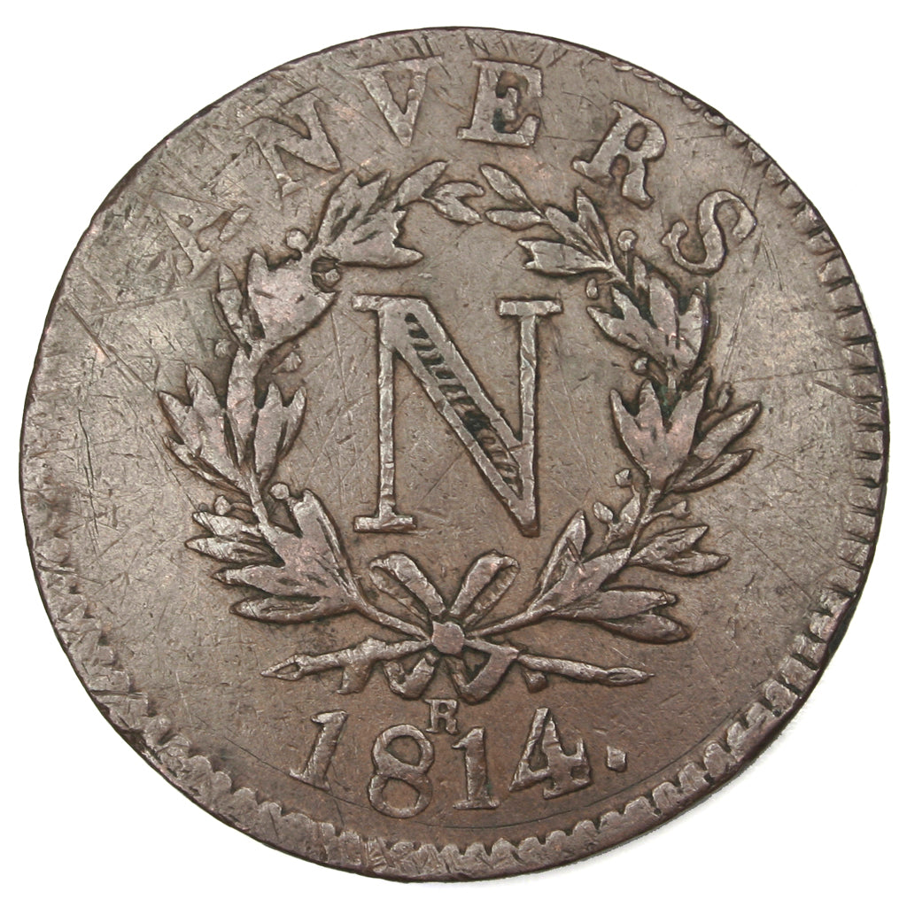 Coin, FRENCH STATES, ANTWERP, 10 Centimes, 1814, Anvers, VF(30-35), Bronze