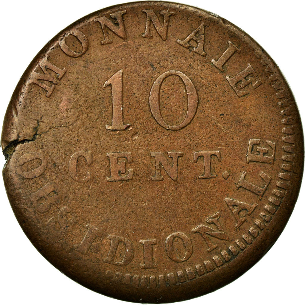 Coin, FRENCH STATES, ANTWERP, 10 Centimes, 1814, Anvers, VF(20-25), Bronze