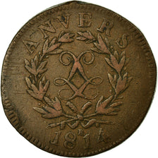 Munten, FRANSE STATEN, ANTWERP, 10 Centimes, 1814, Anvers, FR+, Bronze