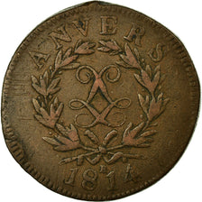 Coin, FRENCH STATES, ANTWERP, 10 Centimes, 1814, Anvers, VF(30-35), Bronze