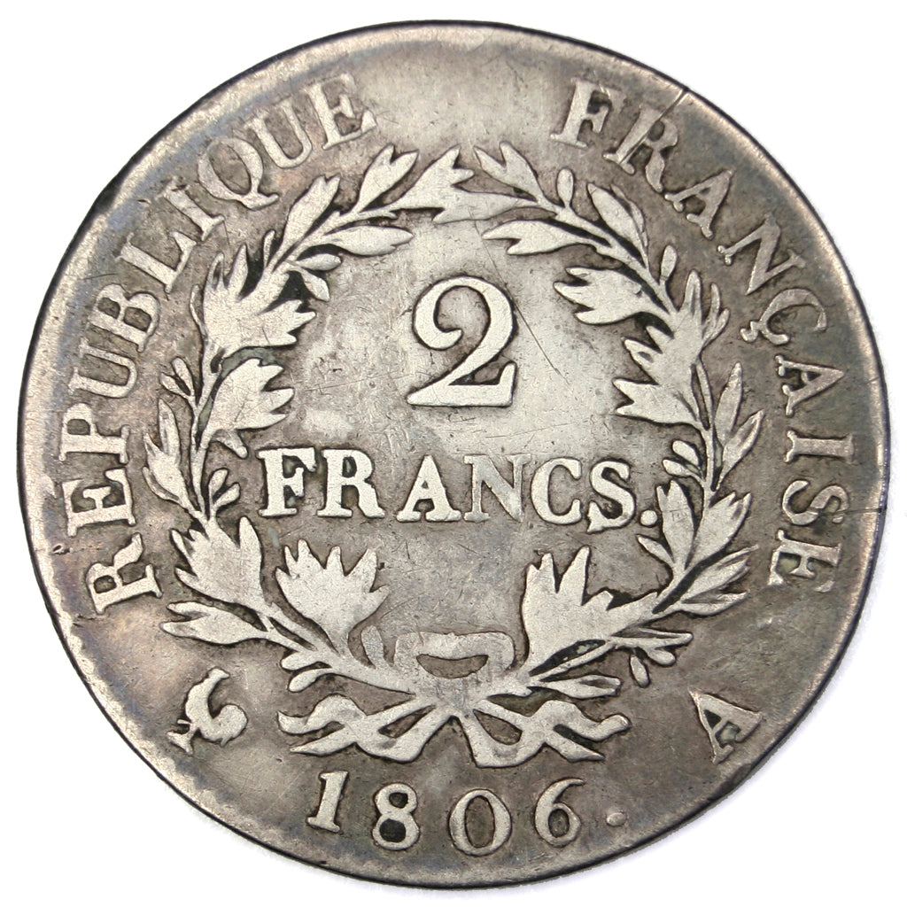 FRANCE, 2 Francs, 1806, Paris, VF(20-25), Silver, Gadoury #496, 9.89