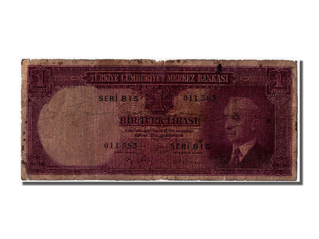 Turkey, 1 Lira, 1942, KM #135, 1942-04-25, VG(8-10), BV15 011 583