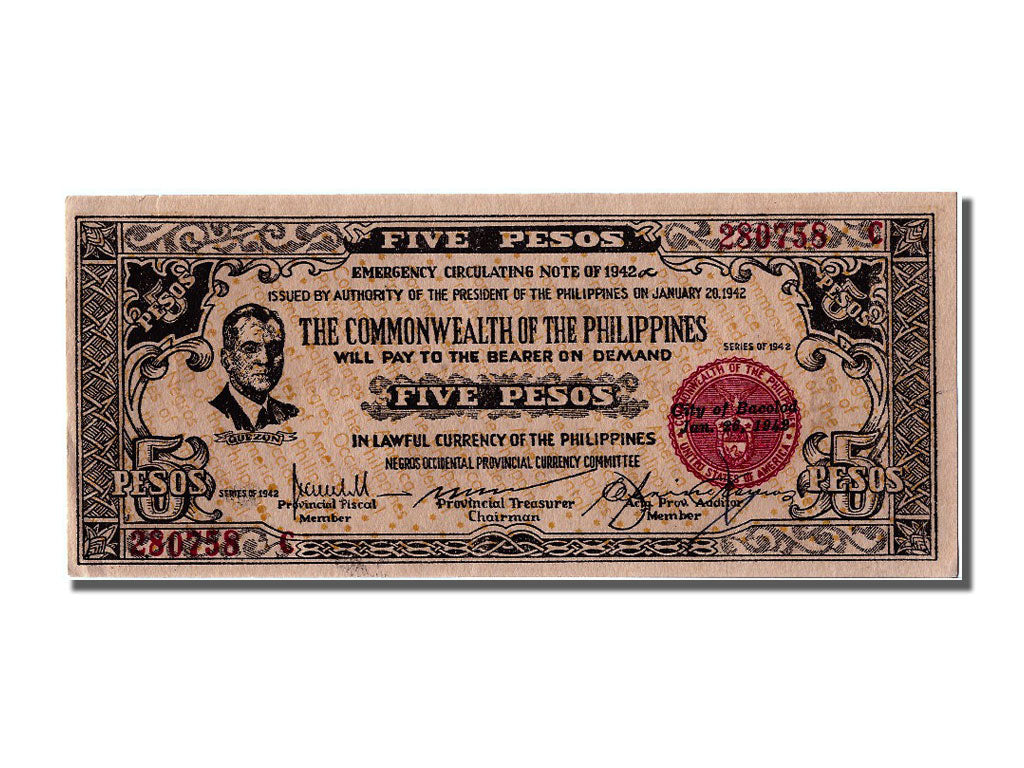 Banknote, Philippines, 5 Pesos, 1942, 1942-01-26, UNC(63)
