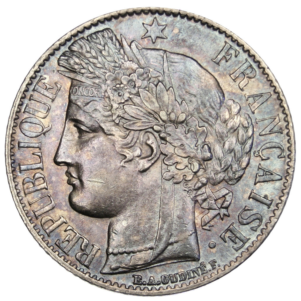 FRANCE, Cérès, Franc, 1888, Paris, KM #822.1, MS(63), Silver, 23, Gadoury #465a,