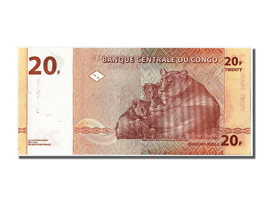 Banknote, Congo Democratic Republic, 20 Francs, 1997, 1997-11-01, UNC(65-70)