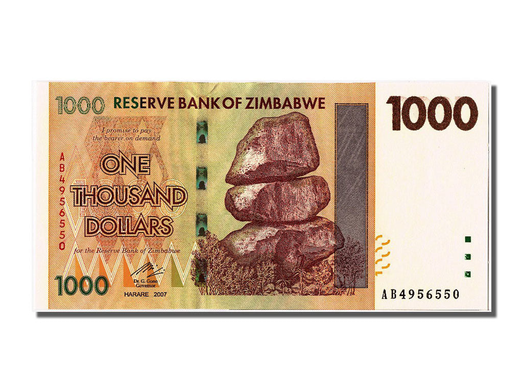 Banknote, Zimbabwe, 1000 Dollars, 2008, 2008-08-01, UNC(65-70)