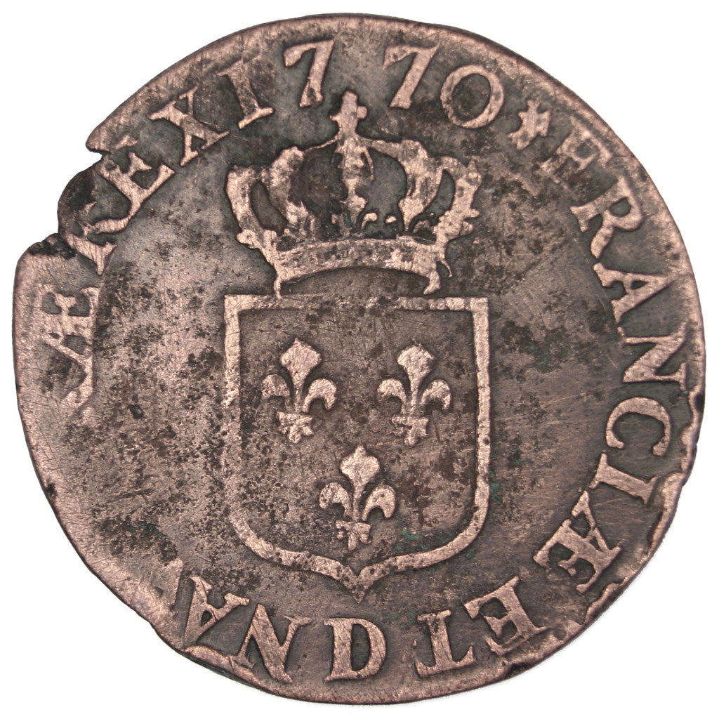 Coin, France, Louis XV, Demi sol à la vieille tête, 1/2 Sol, 1770, Lyon