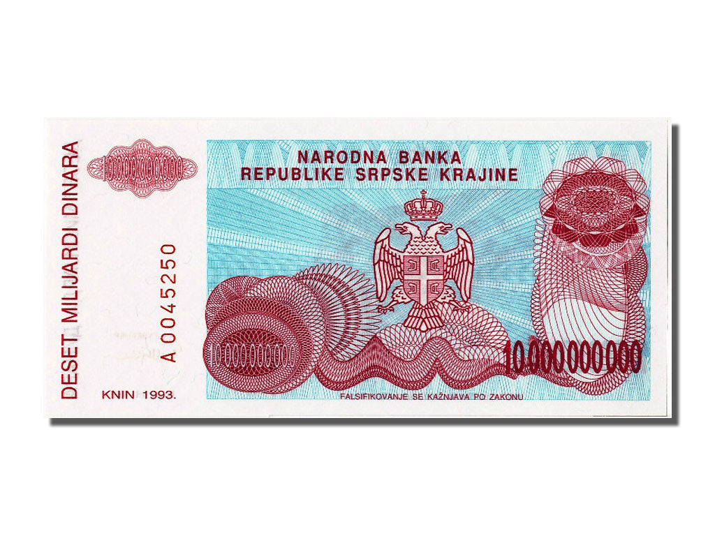 Banknote, Croatia, 10 Milliard Dinara, 1993, UNC(65-70)