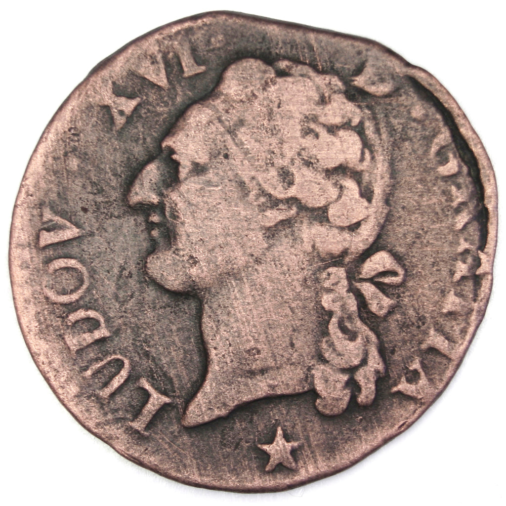 FRANCE, 1/2 Sol ou 1/2 sou, 1/2 Sol, 1791, Marseille, KM #586.11, VF(20-25),...