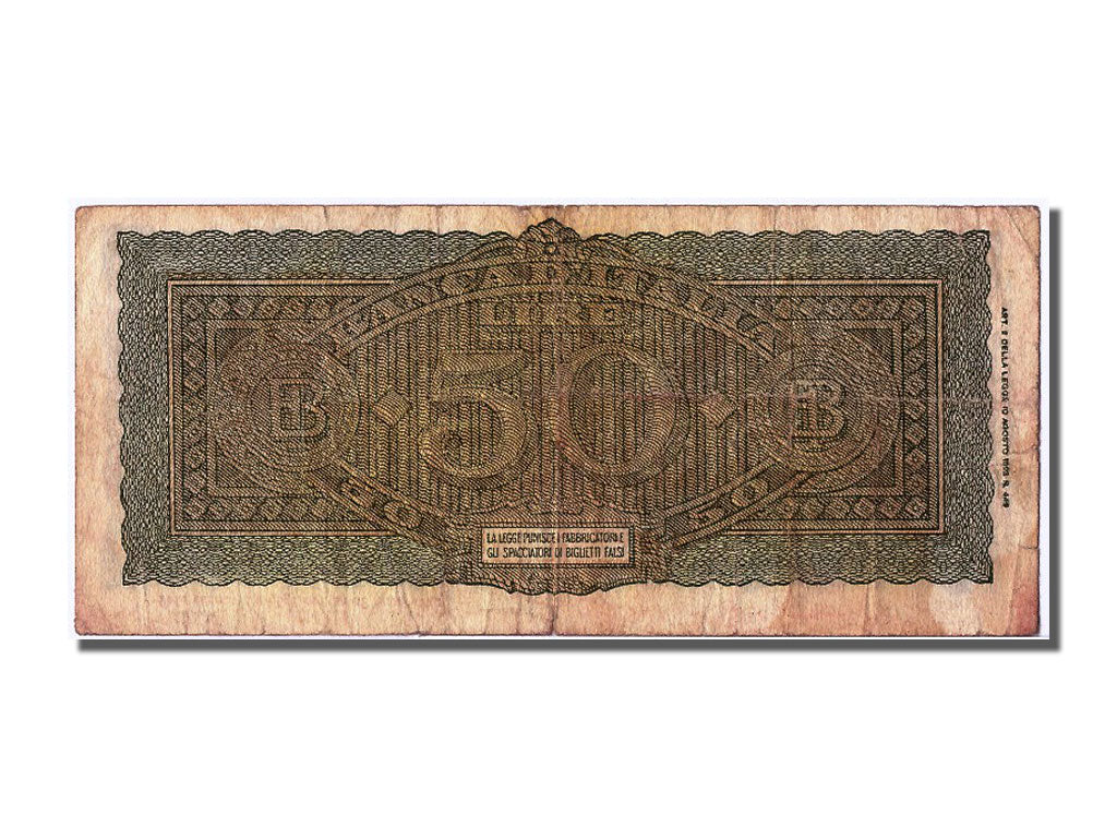 Italy, 50 Lire, 1944, KM #74a, 1944-12-10, VF(30-35), O 88 094842