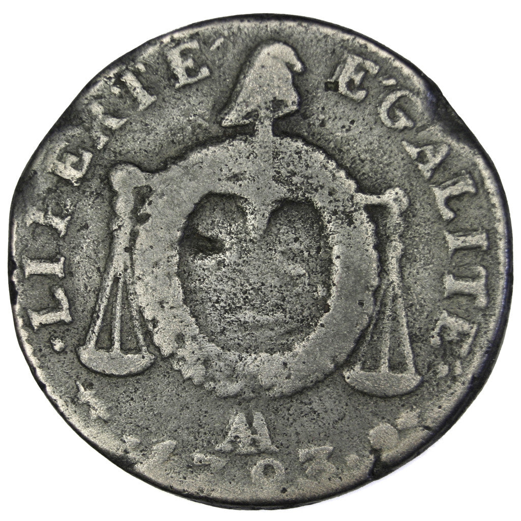 Münze, Frankreich, 2 sols aux balances daté, 2 Sols, 1793, Metz, S, Bronze
