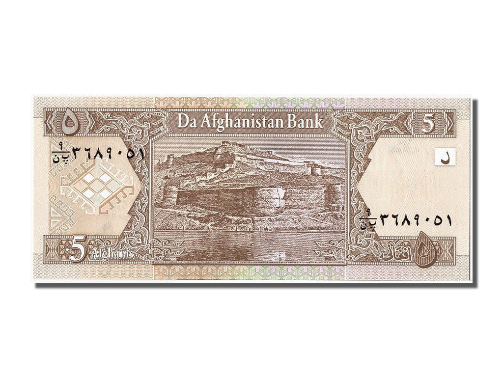 Geldschein, Afghanistan, 5 Afghanis, 2002, UNZ