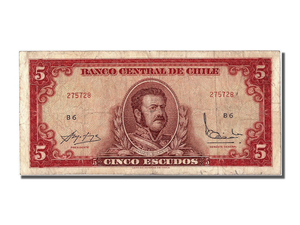 Chile, 5 Escudos, KM #138, VF(30-35), B6 275728