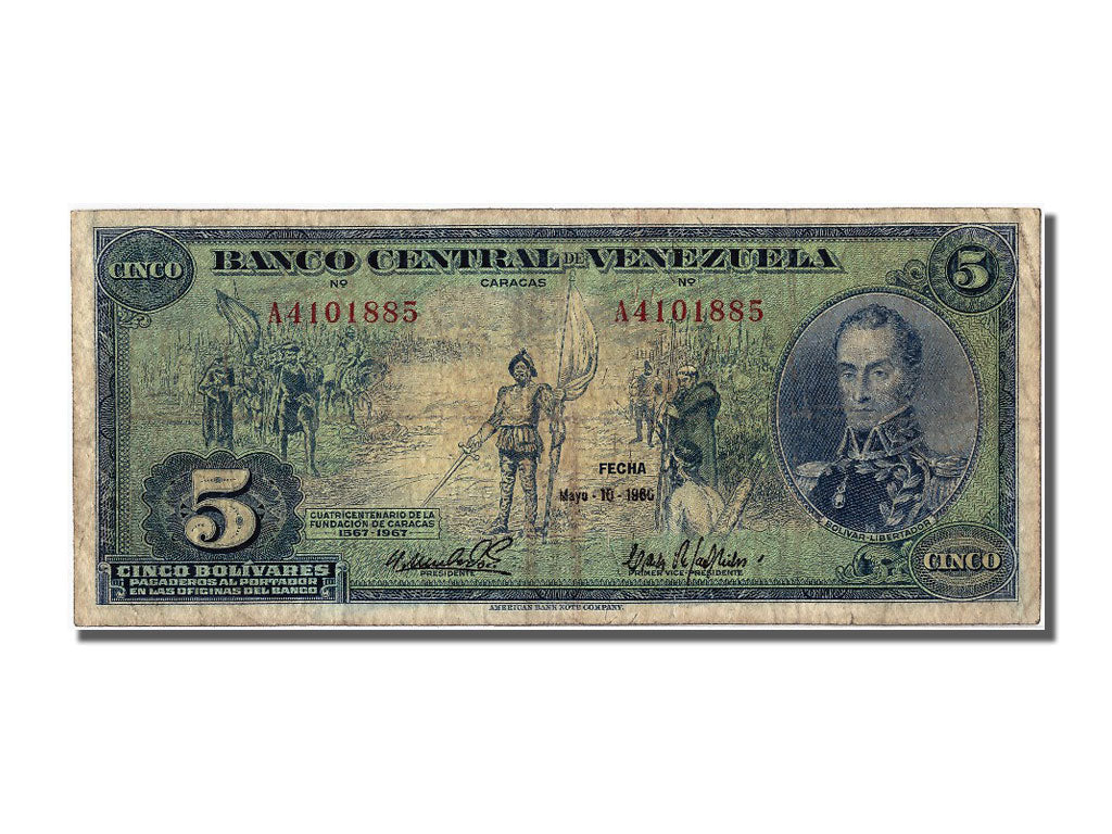Venezuela, 5 Bolívares, 1966, KM #49, 1966-05-10, VF(20-25), A4101885