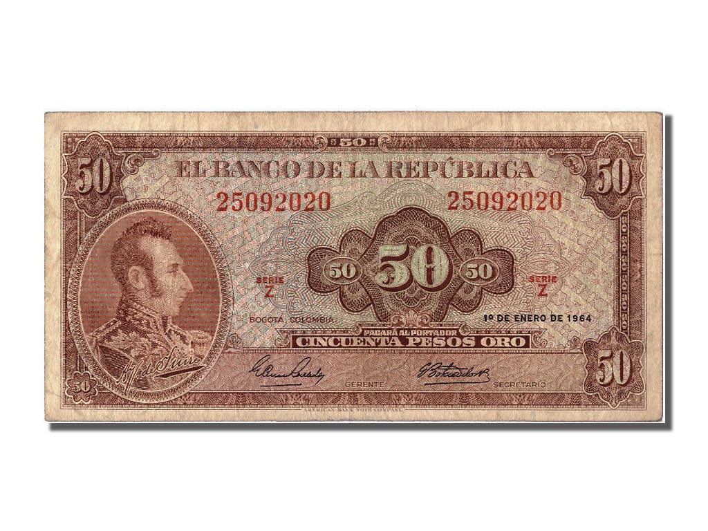 Colombia, 50 Pesos Oro, 1964, KM #402b, 1964-01-01, EF(40-45), Z 25092020