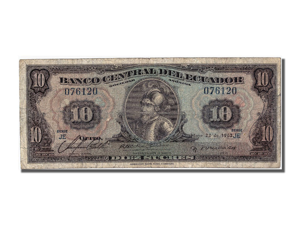 Ecuador, 10 Sucres, 1963, 1963-05-23, VF(20-25), JE 076120