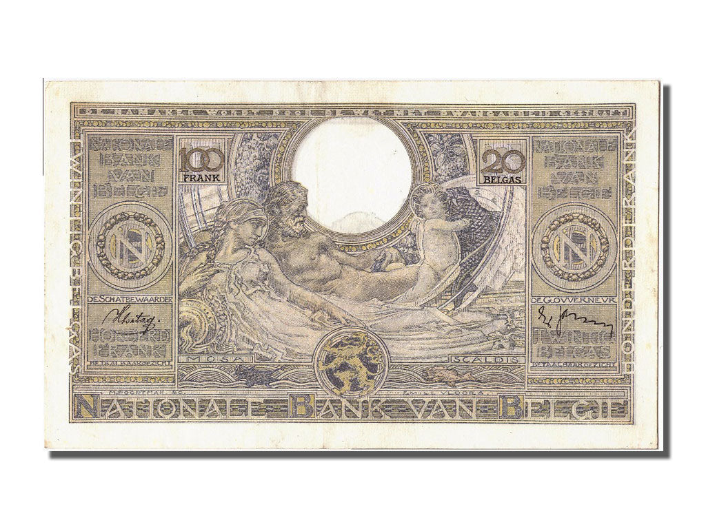 Belgium, 100 Francs-20 Belgas, 1938, KM #107, 1938-09-10, AU(55-58), 4768.F.419