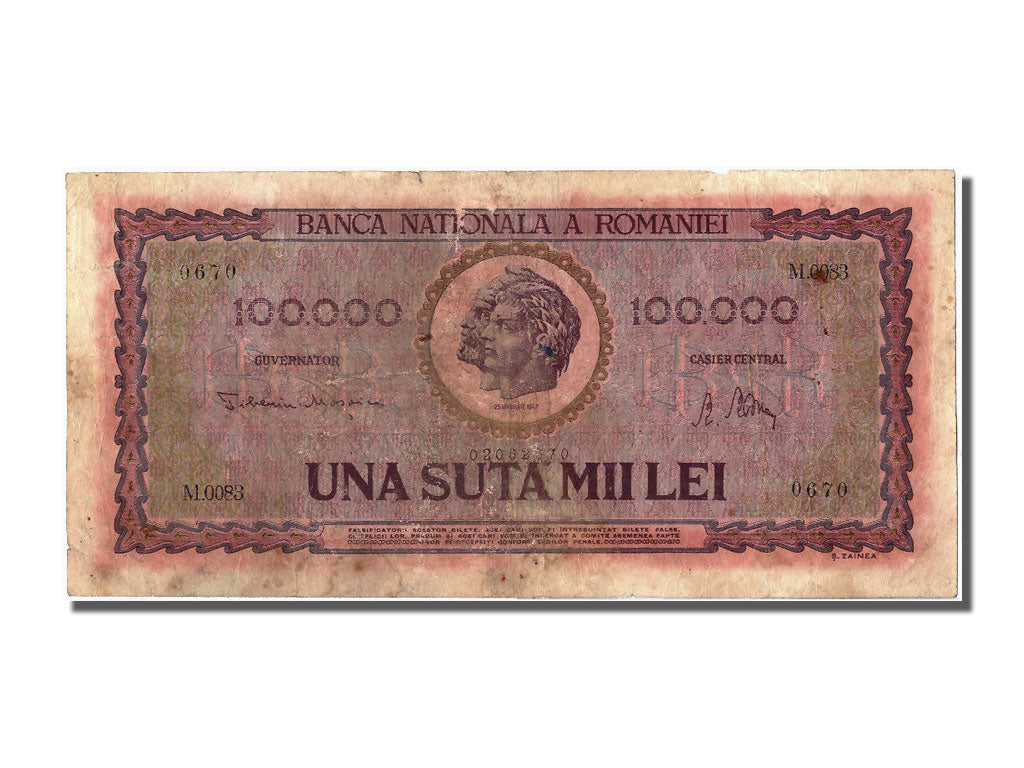 Romania, 100,000 Lei, 1947, KM #59a, 1947-01-25, VF(20-25), M.0083 0670