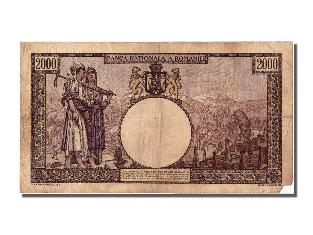 Romania, 2000 Lei, 1944, KM #53a, 1944-05-02, VF(20-25), N.2542 0891