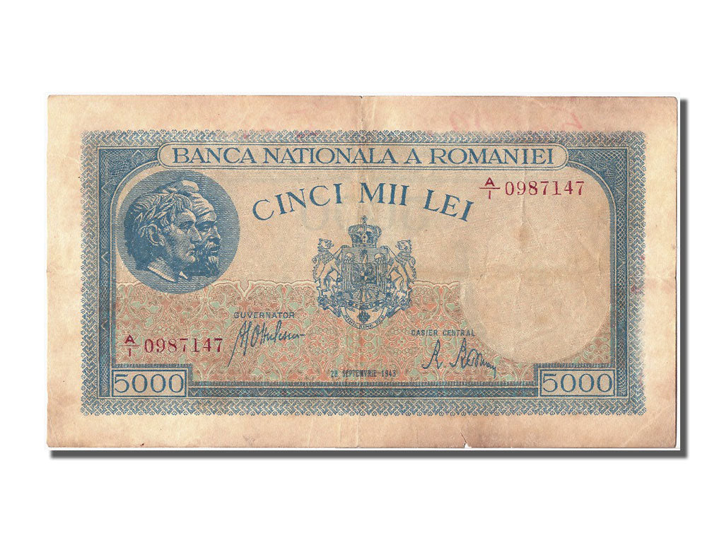 Romania, 5000 Lei, 1943, KM #55, 1943-09-28, VF(20-25), A/1 0987147