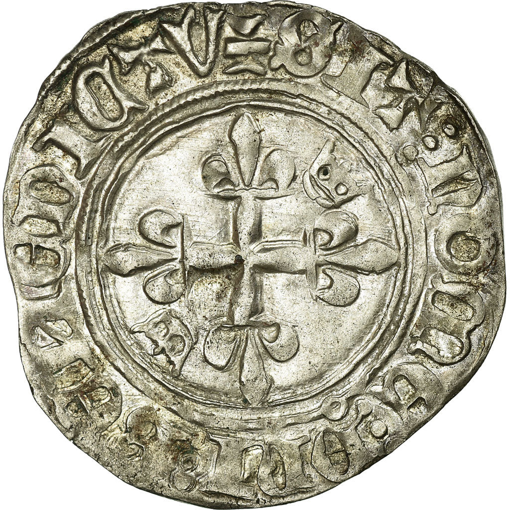 France, Charles VI, Florette, 1417-1422, Poitiers, Billon, AU(55-58)