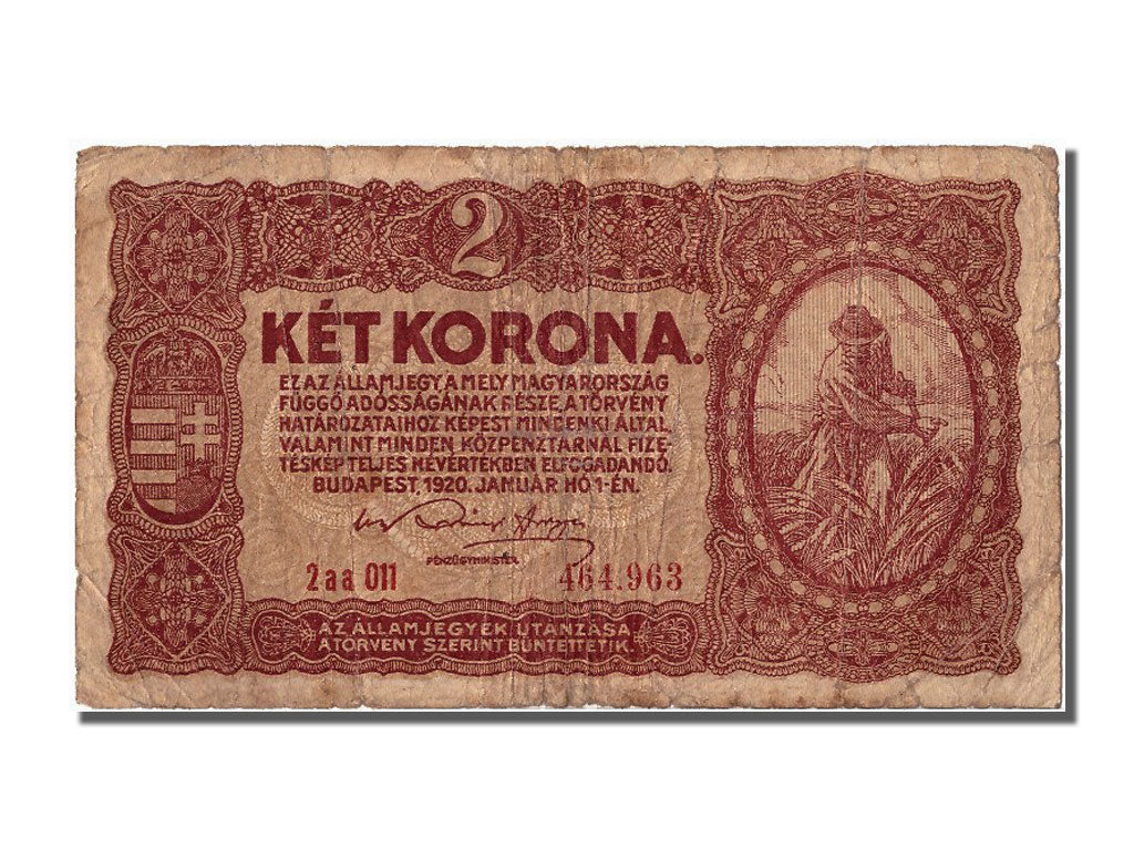 Hungary, 2 Korona, 1920, KM #58, 1920-01-01, VF(20-25), 2aa011 464.963