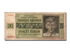 Bohemia and Moravia, 20 Korun, 1944, KM #9a, 1944-01-24, VF(20-25), S.05A 257494