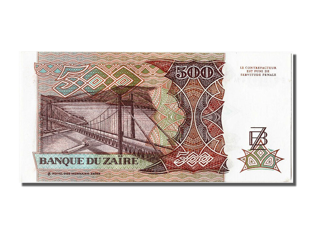 Banknote, Zaire, 500 Zaïres, 1989, 1989-06-24, UNC(65-70)