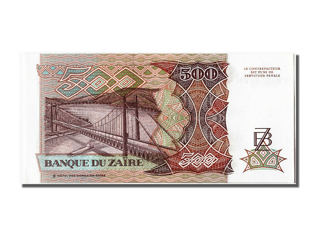 Banknote, Zaire, 500 Zaïres, 1989, 1989-06-24, UNC(65-70)