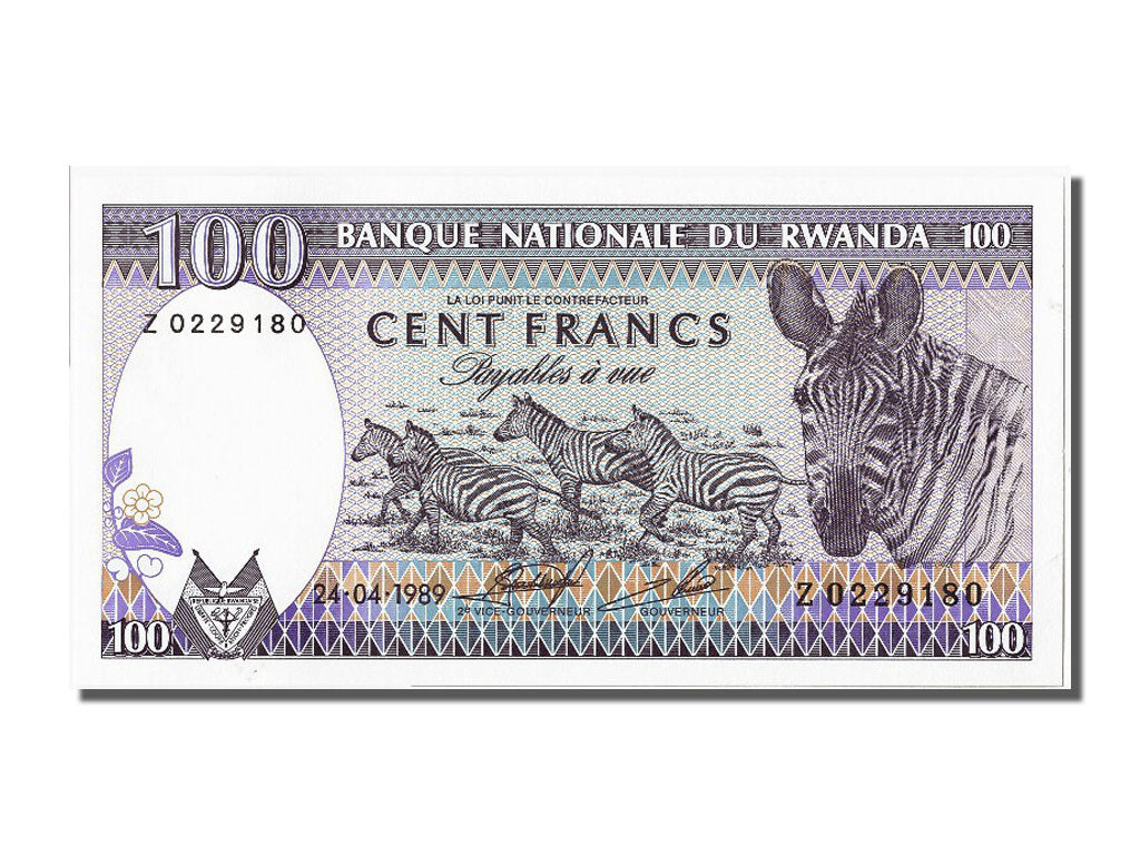 Banknote, Rwanda, 100 Francs, 1989, 1989-04-24, UNC(65-70)