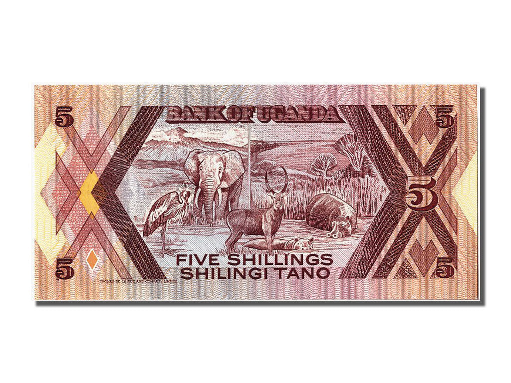 Billet, Uganda, 5 Shillings, 1987, NEUF