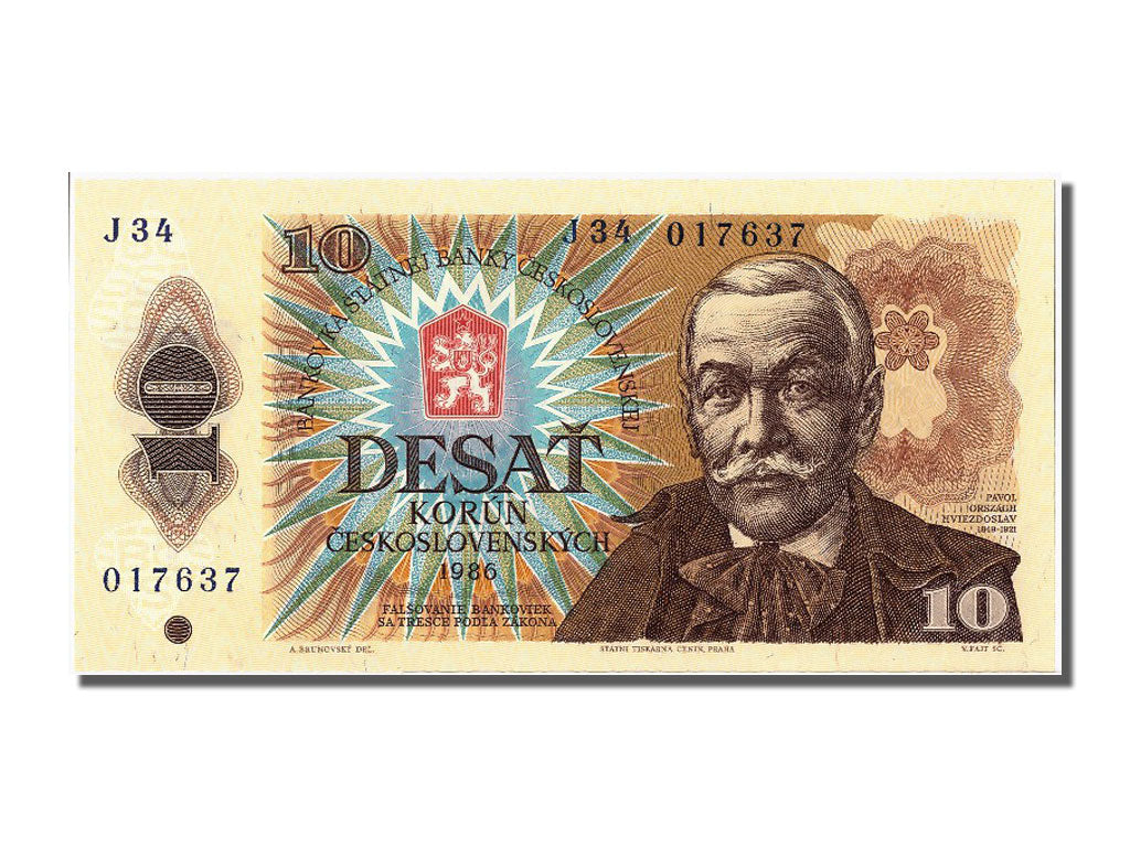 Biljet, Tsjecho-Slowakije, 10 Korun, 1986, NIEUW