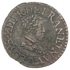 FRANCE, Denier Tournois, 1621, Paris, EF(40-45), Copper, CGKL #402, 1.32