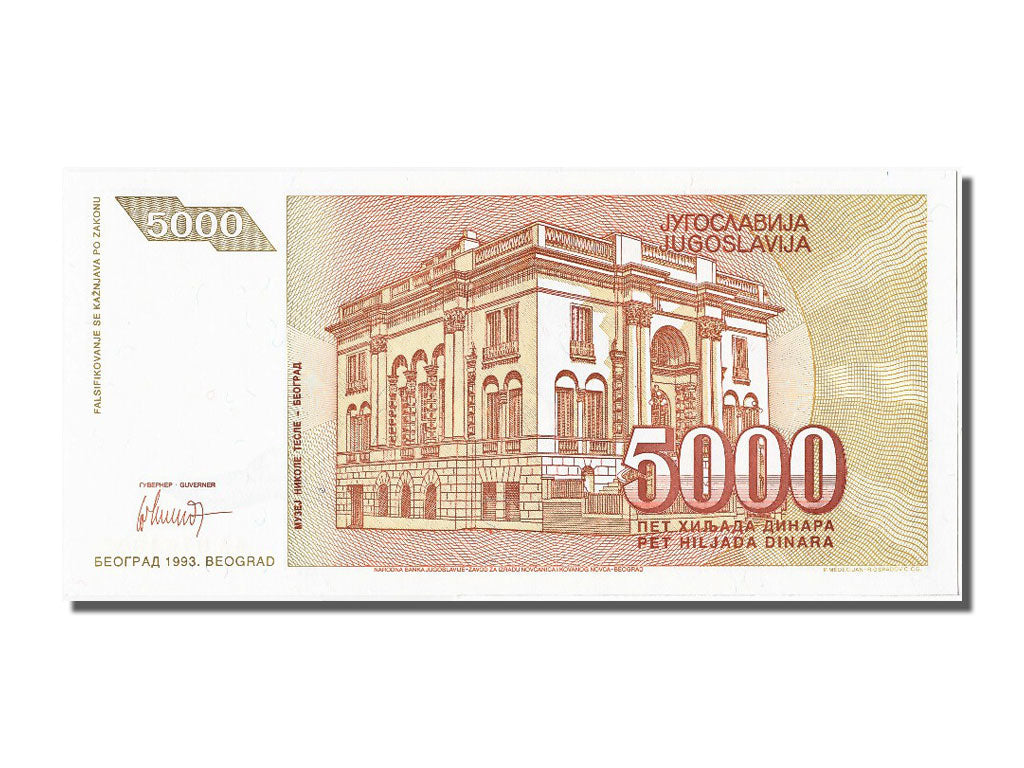 Geldschein, Jugoslawien, 5000 Dinara, 1993, UNZ