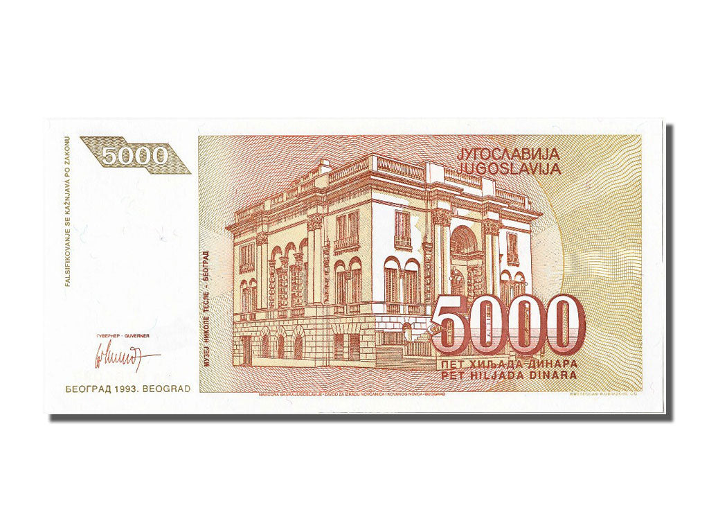Banknot, Jugosławia, 5000 Dinara, 1993, UNC(65-70)