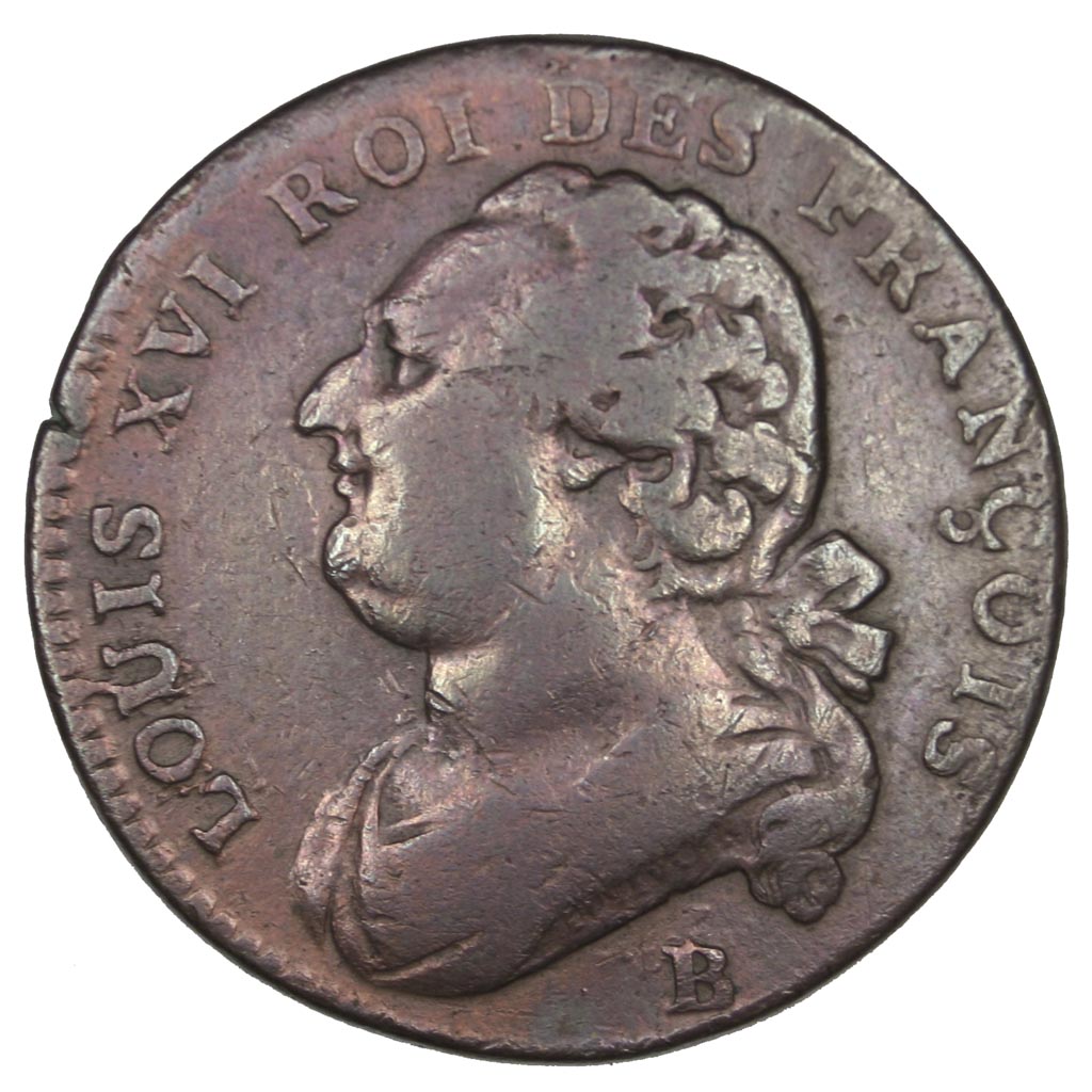 FRANCE, 12 deniers françois, 12 Deniers, 1792, Rouen, KM #600.3, VF(30-35), B...