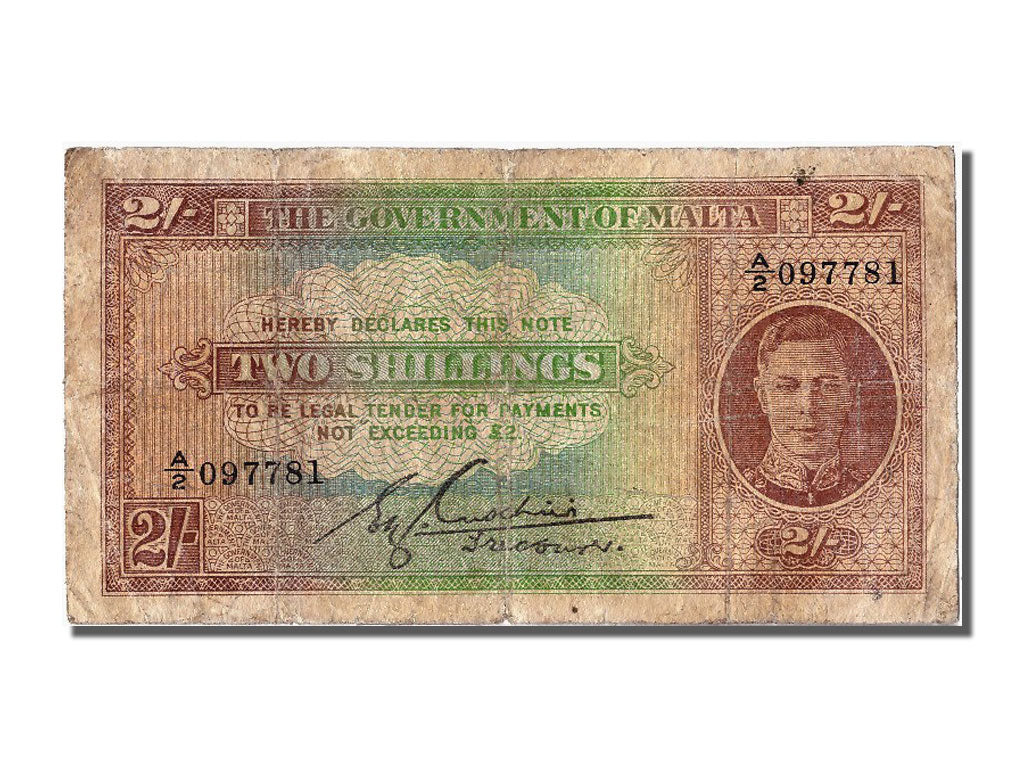 Malta, 2 Shillings, KM #17b, VF(20-25), A/2 097781