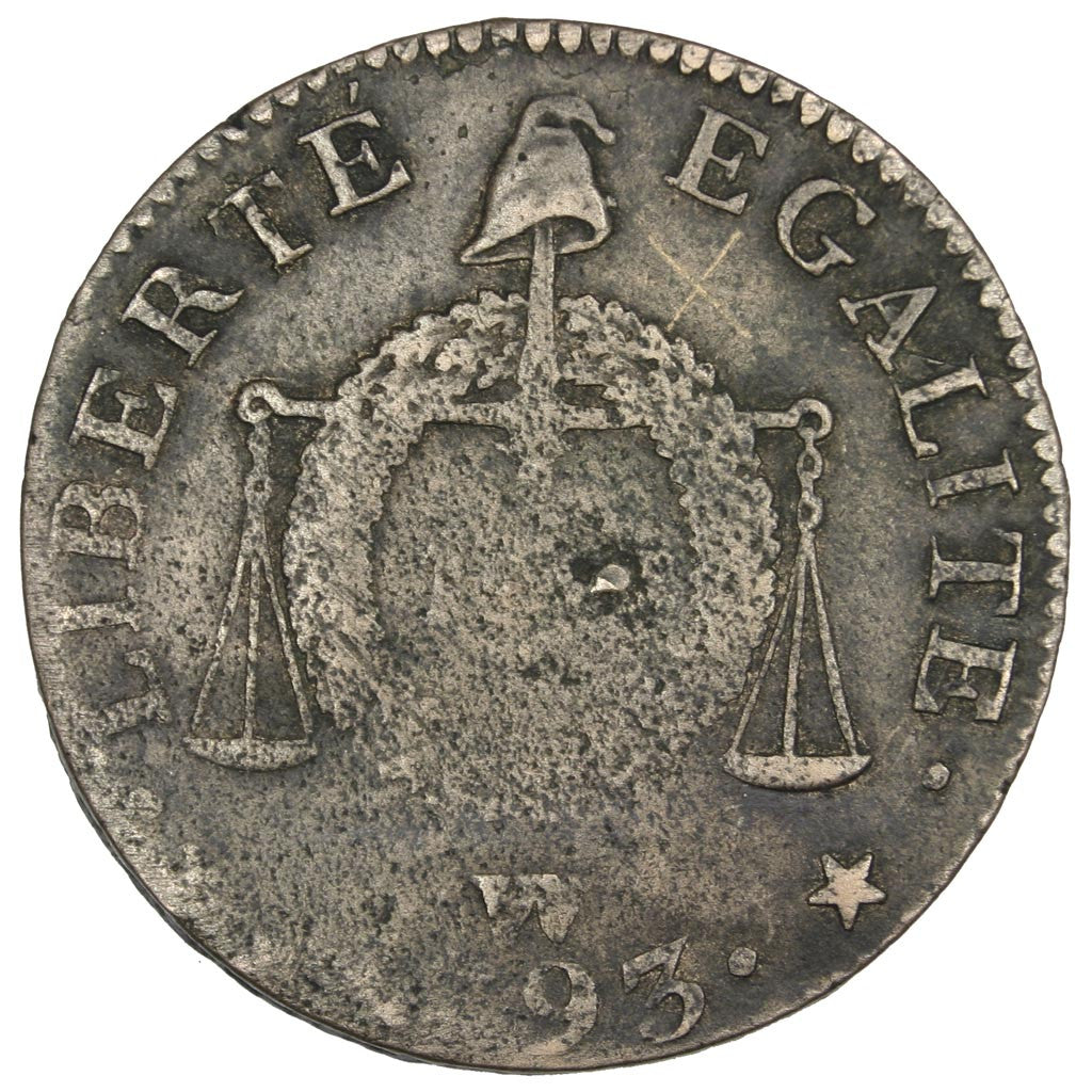 Moneta, Francia, Sol aux balances françoise, Sol, 1793, Lille, MB+, Bronzo