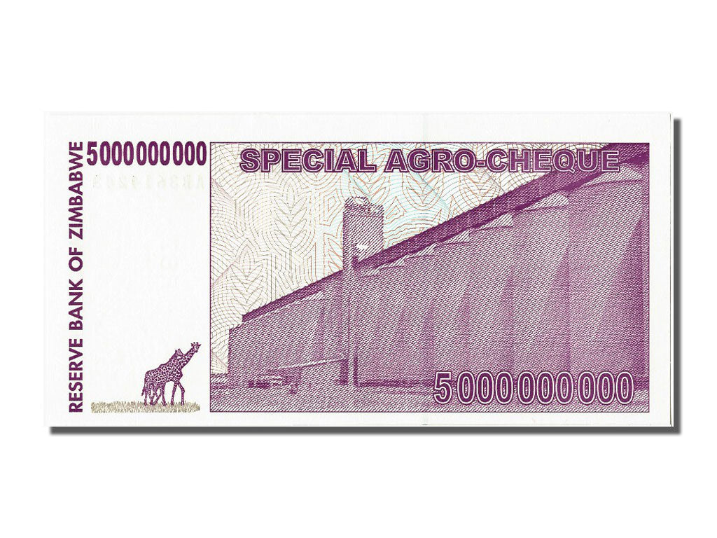 Billete, 5 Billion Dollars, 2008, Zimbabue, 2008-05-15, UNC