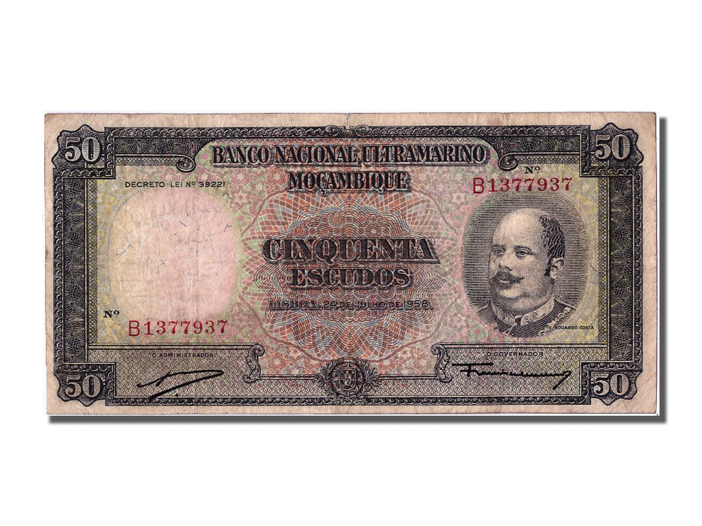 Mozambique, 50 Escudos, 1958, KM #106a, 1958-07-24, EF(40-45), B 1377937