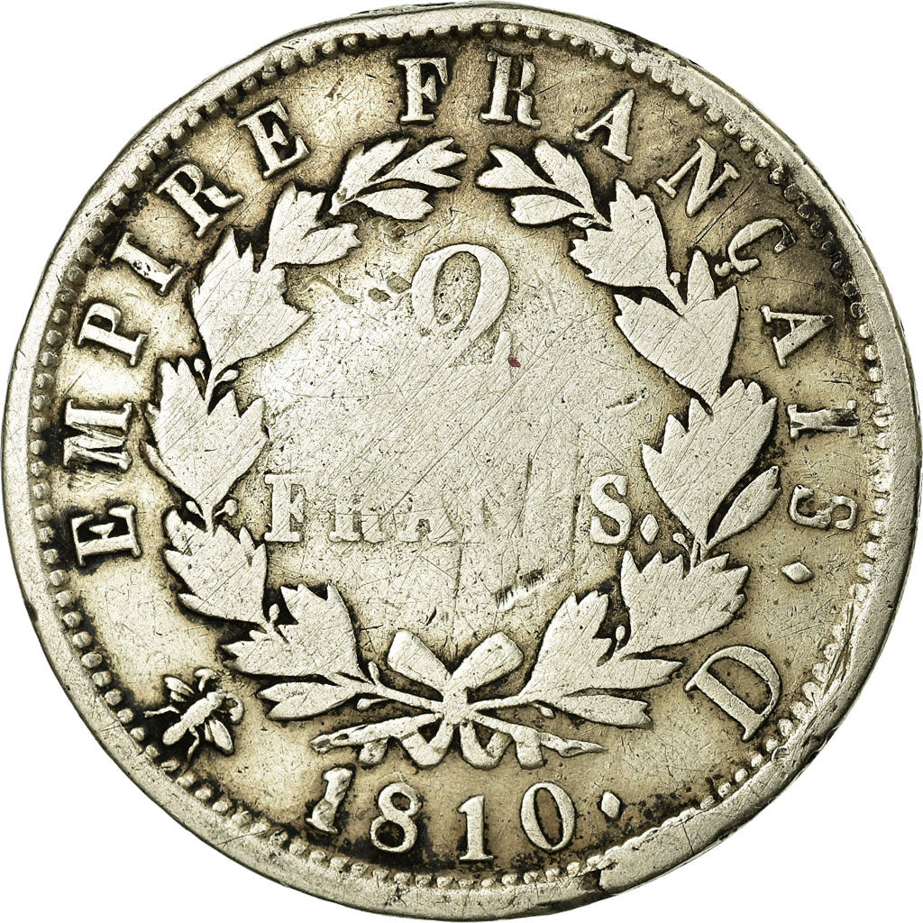 Coin, France, Napoléon I, 2 Francs, 1810, Lyon, F(12-15), Silver, Gadoury:501